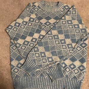 blue patterned sweater